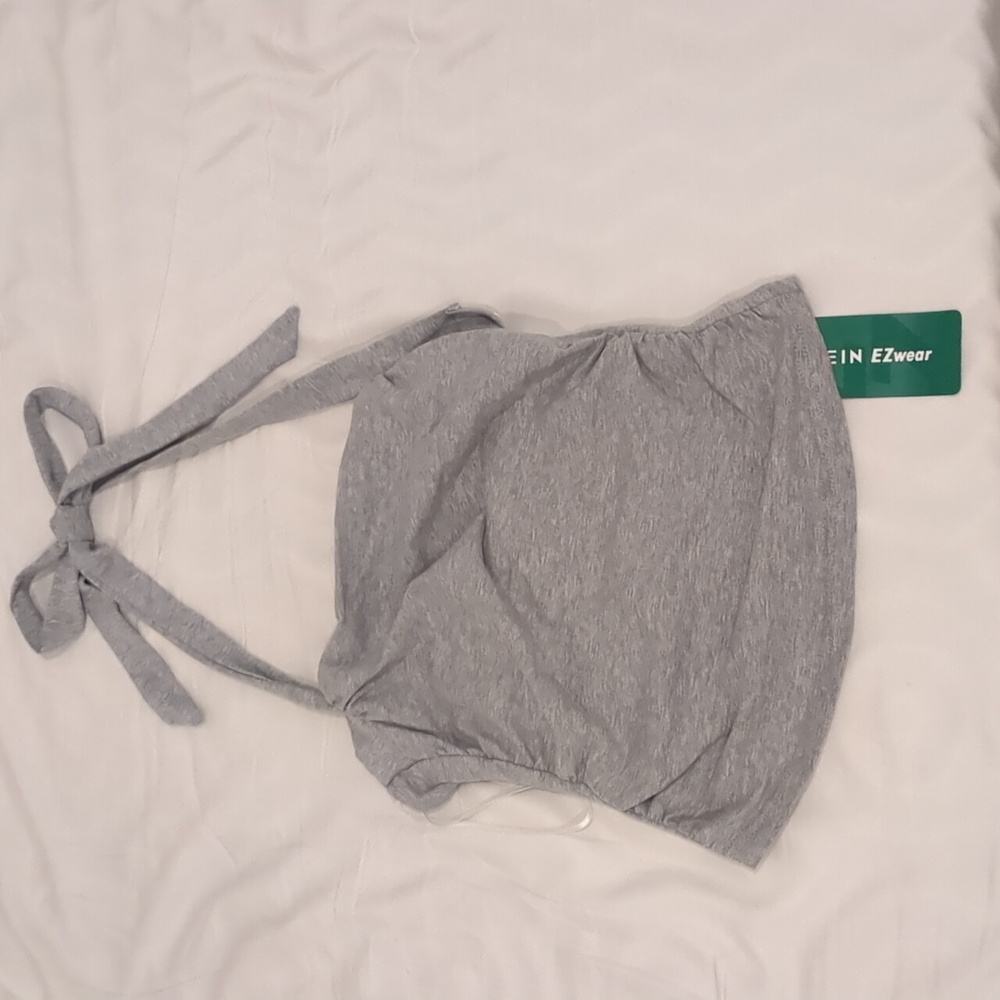Shein grey ruched halter top